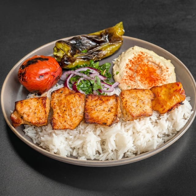 Pork Kabob Plate.