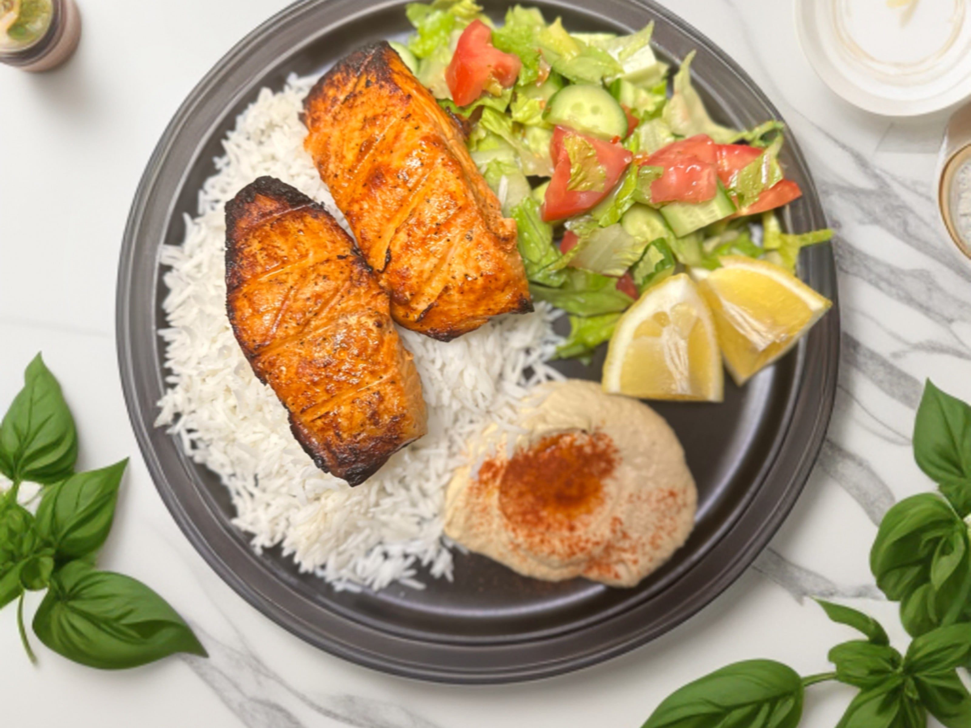 Salmon Kabob Plate.